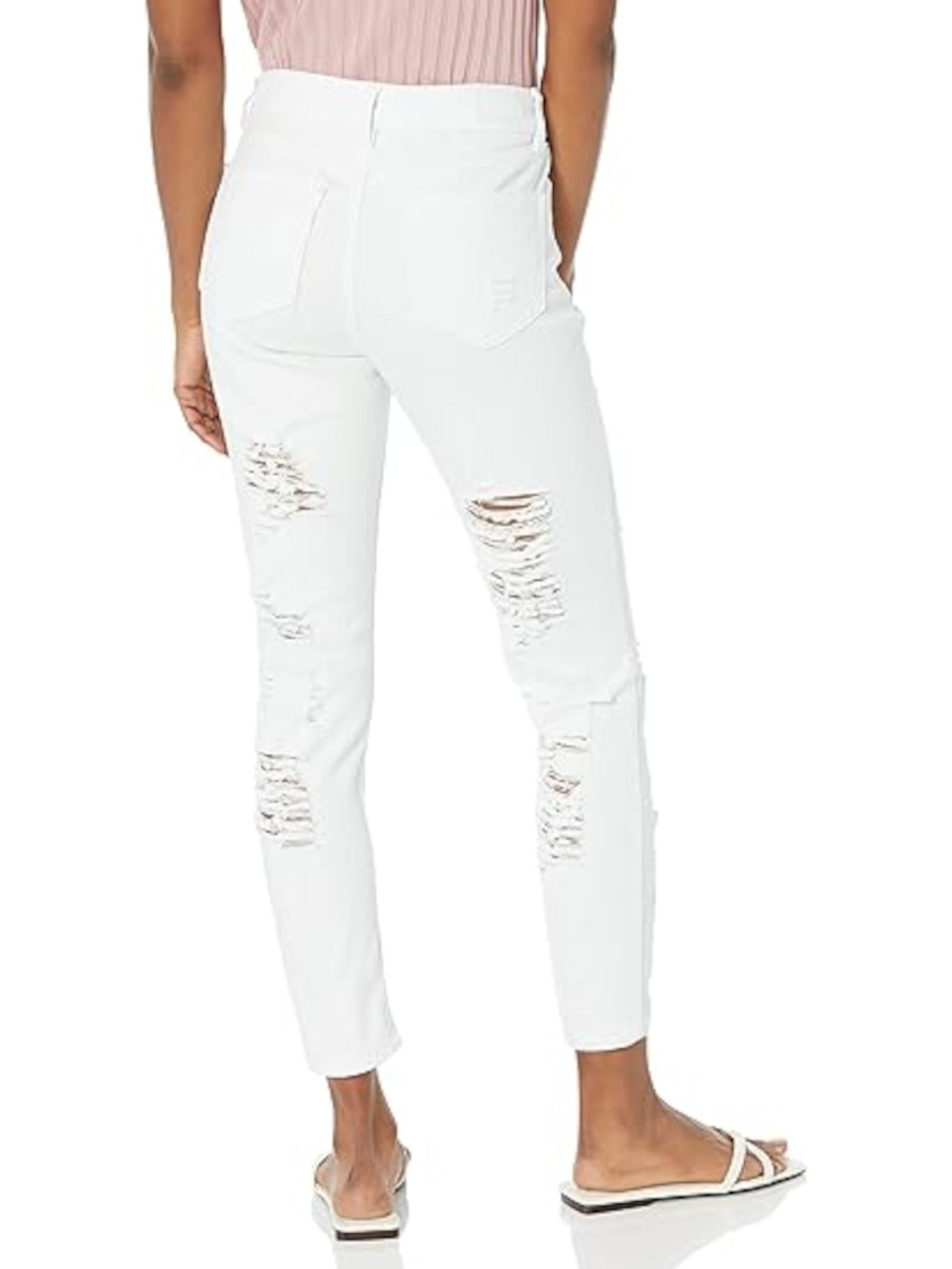 DOLLHOUSE Womens White Zippered Distressed Button Closure Hi-rise Skinny Jeans Juniors 3\4