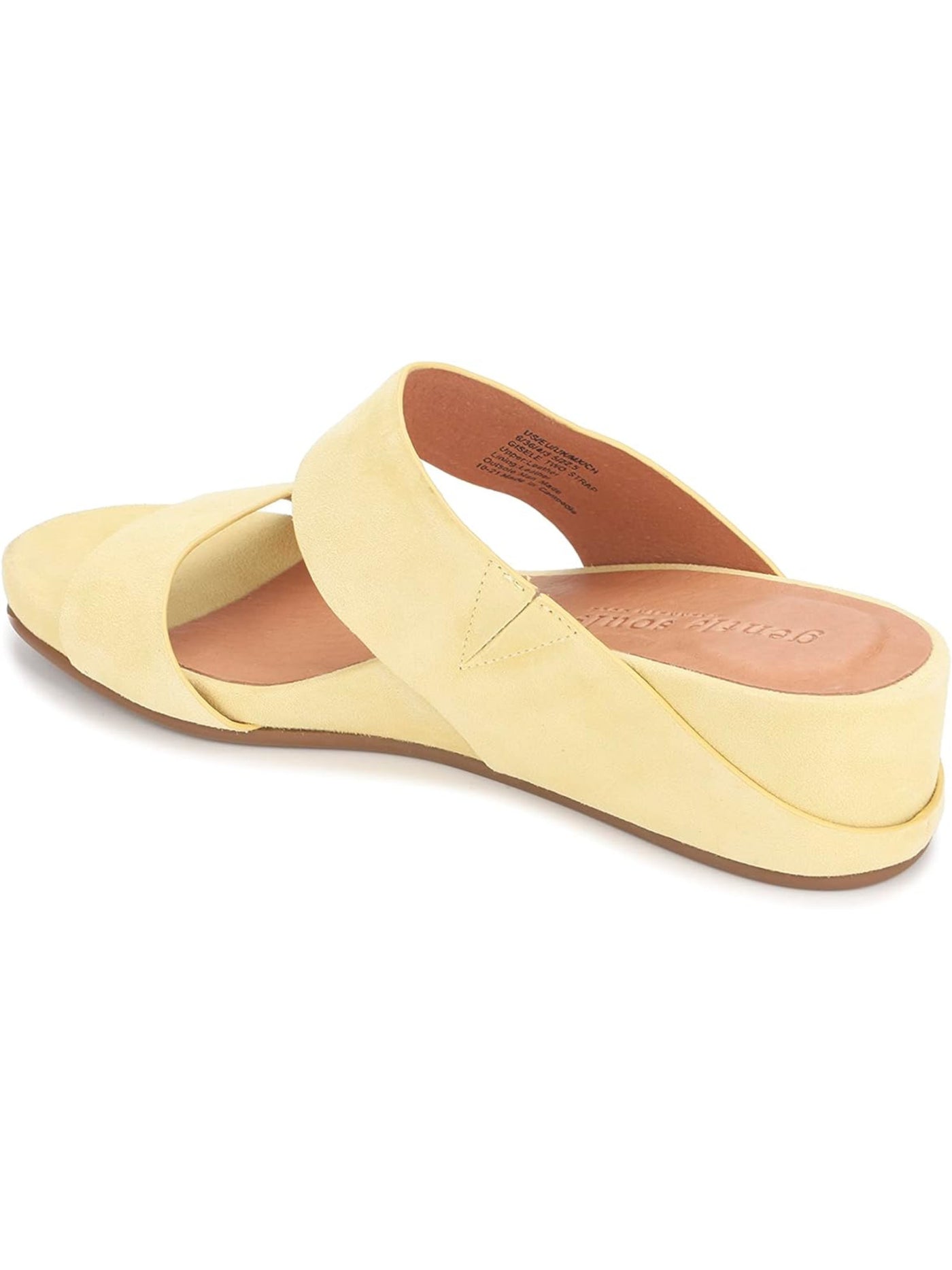 GENTLE SOULS KENNETH COLE Womens Yellow Breathable Comfort Gisele Round Toe Wedge Slip On Leather Slide Sandals Shoes 7 M