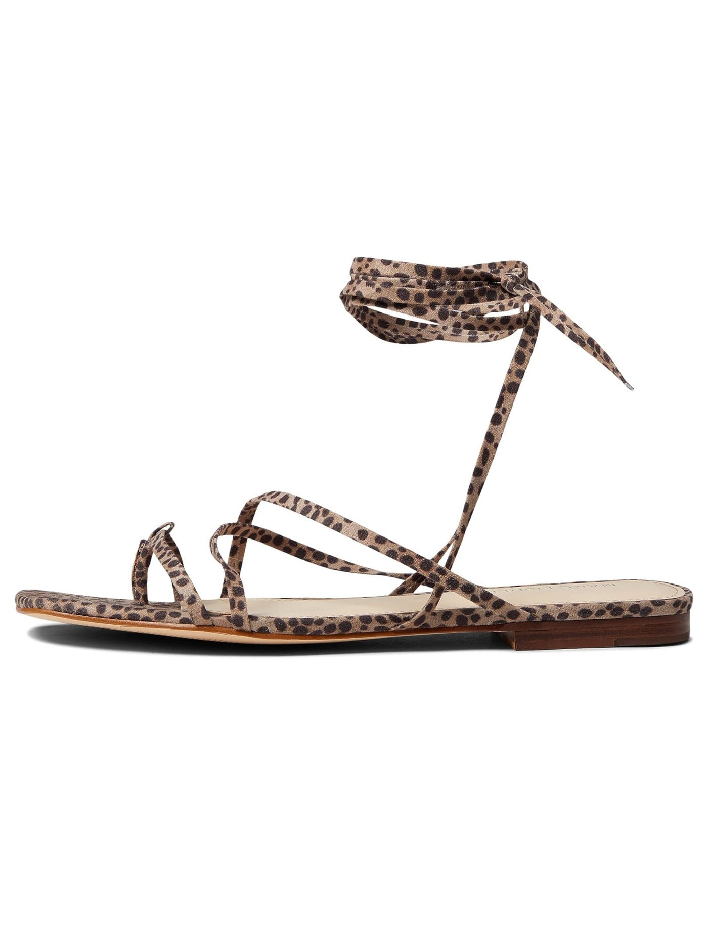 MARC FISHER Womens Brown Animal Print Thong Toe Padded Ankle Strap Strappy Latent Square Toe Block Heel Lace-Up Sandals Shoes 8.5 M
