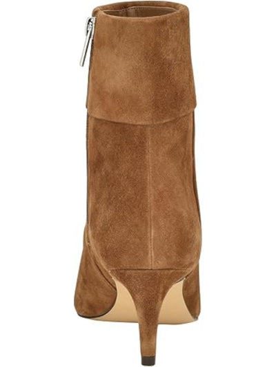CALVIN KLEIN Womens Brown Fold Over Cuff Padded Genteel Pointed Toe Stiletto Zip-Up Leather Dress Boots 6 M