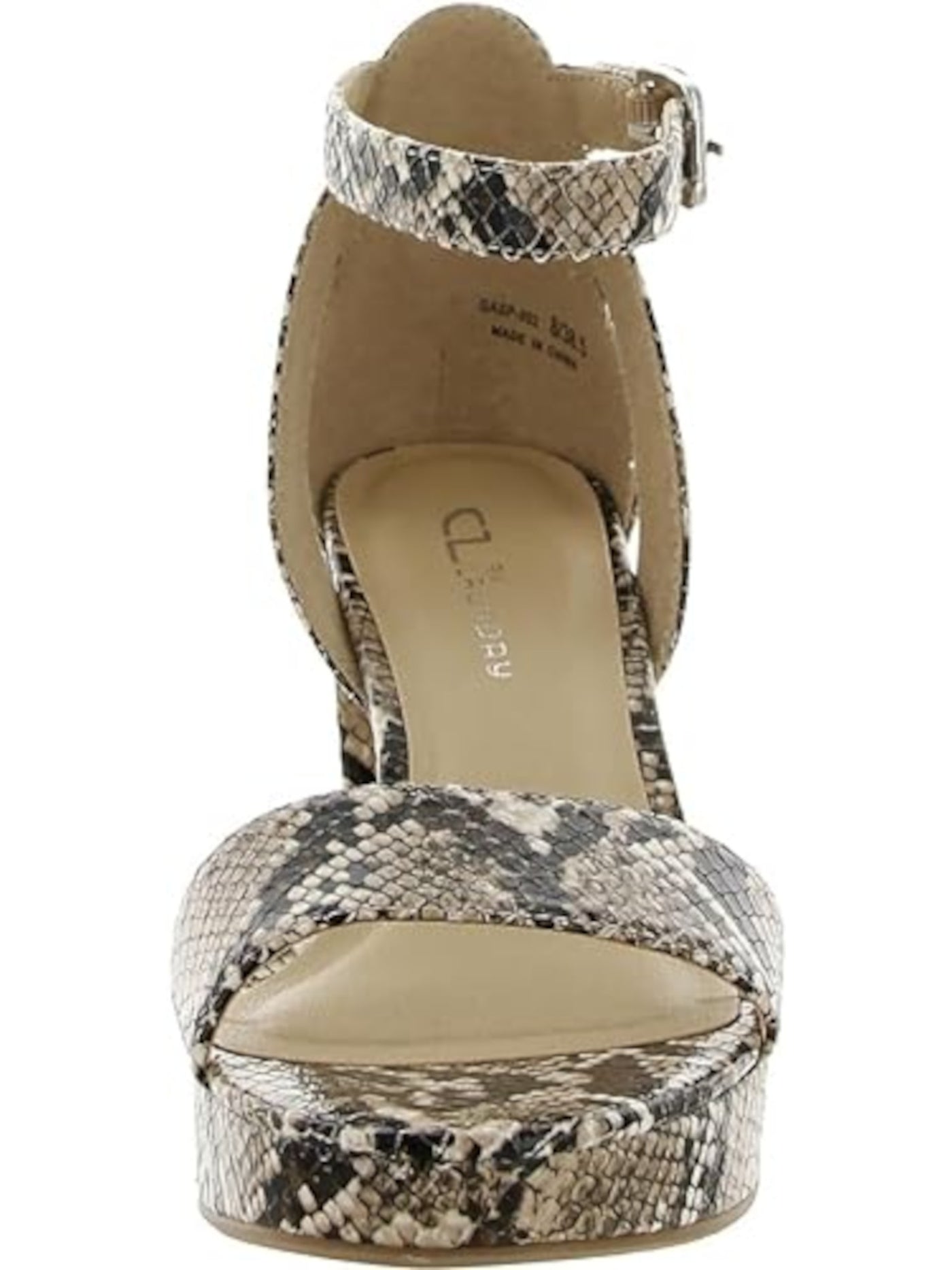 CL BY LAUNDRY Womens Beige Animal Print Ankle Strap Padded Go On Open Toe Block Heel Buckle Heeled Sandal 7.5 M