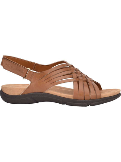 EASY SPIRIT Womens Brown Woven Padded Breathable Arch Support Mar Round Toe Wedge Leather Slingback Sandal 7 M