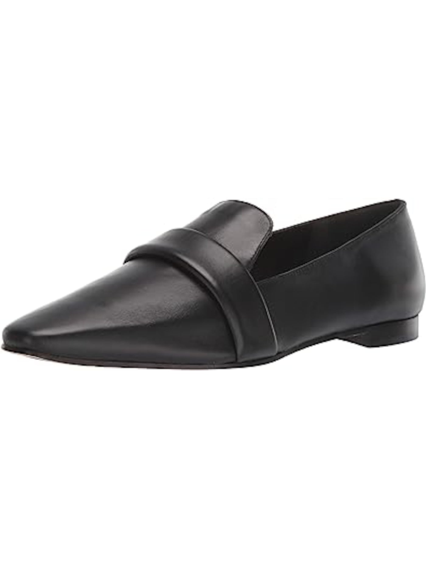 VIA SPIGA Womens Black Padded Adaline Square Toe Block Heel Slip On Leather Loafers Shoes 6.5 M