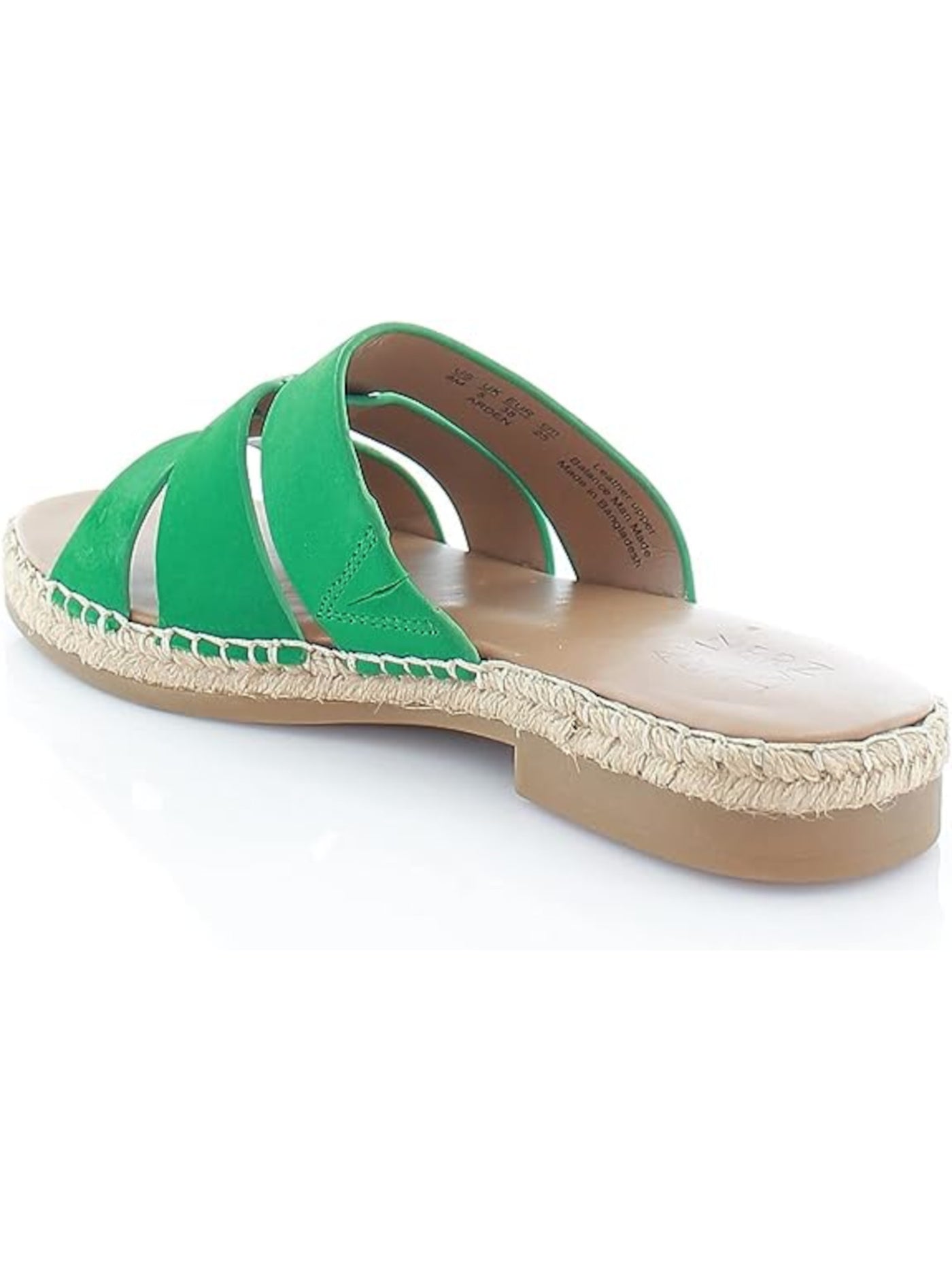 NATURALIZER Womens Green Cut Out Padded Arden Round Toe Block Heel Slip On Leather Slide Sandals Shoes 6.5 M
