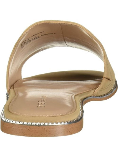 BCBGENERATION Womens Beige Metallic Chain Detailing Zahara Round Toe Slip On Slide Sandals 7.5 B