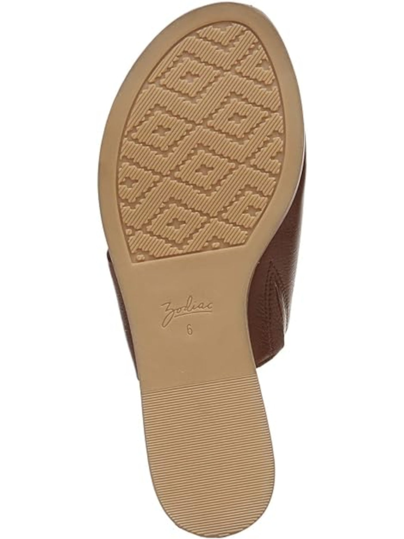 ZODIAC Womens Brown Toe Loop Giada Round Toe Slip On Leather Sandals Shoes M