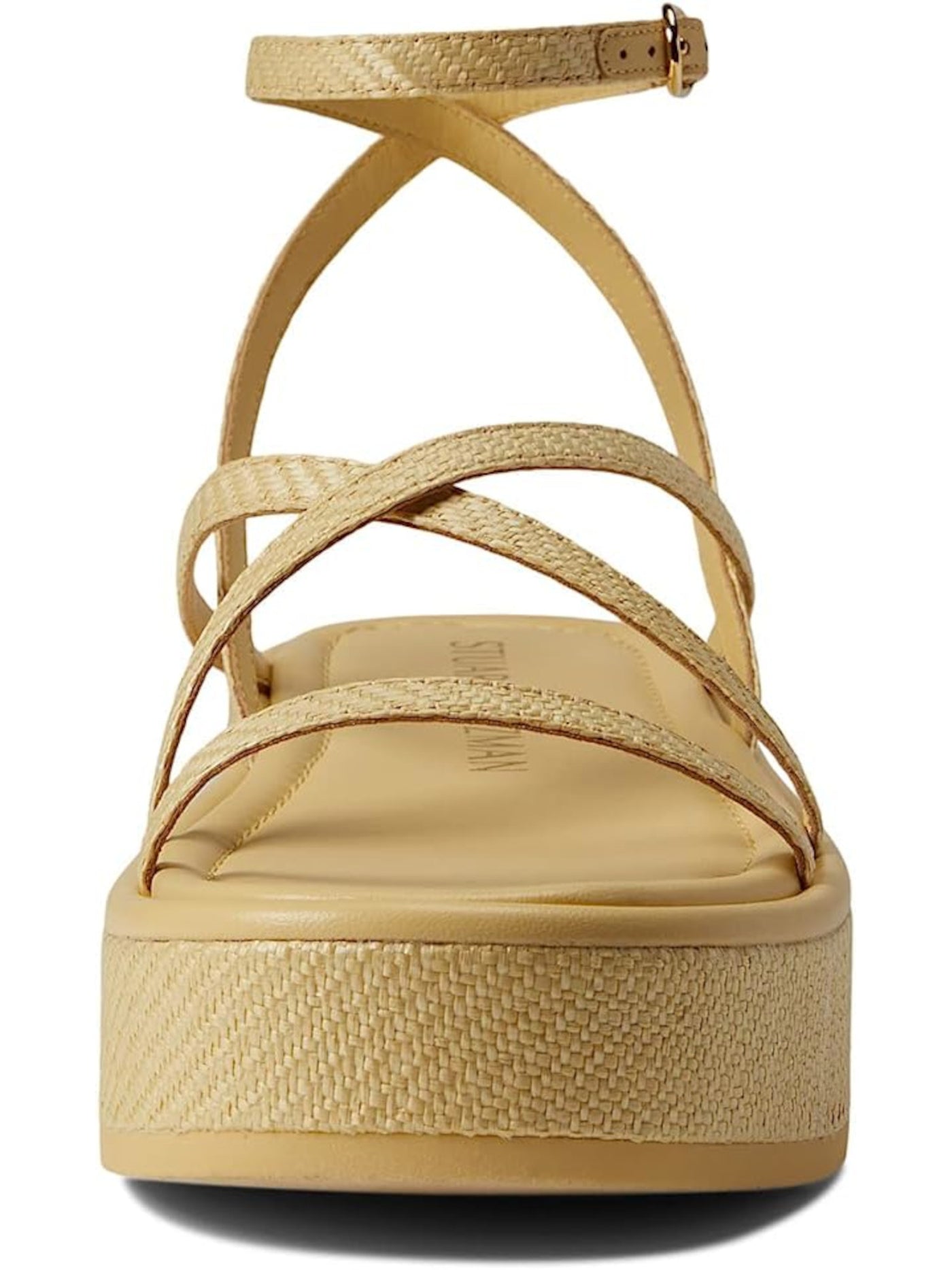 STUART WEITZMAN Womens Beige 1-1/2" Platform Strappy Padded Summerlift Round Toe Wedge Buckle Espadrille Shoes 6.5