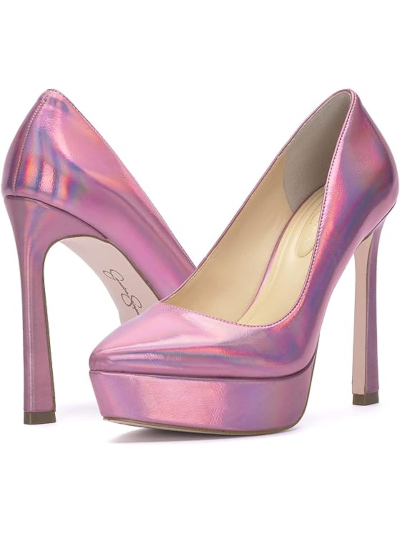 JESSICA SIMPSON Womens Pink 1" Platform Cushioned Jariah Pointed Toe Platform Slip On Dress Pumps Shoes 9 M
