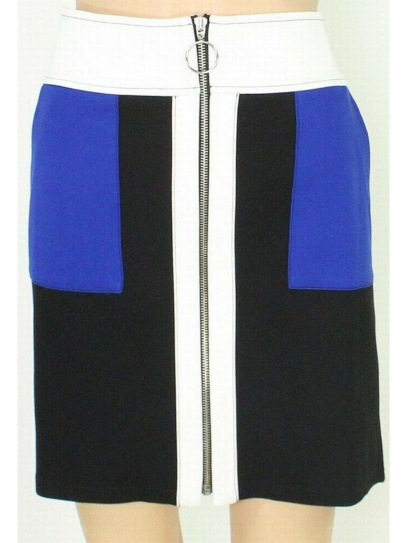 INC Womens Blue Color Block Mini Skirt Size: L