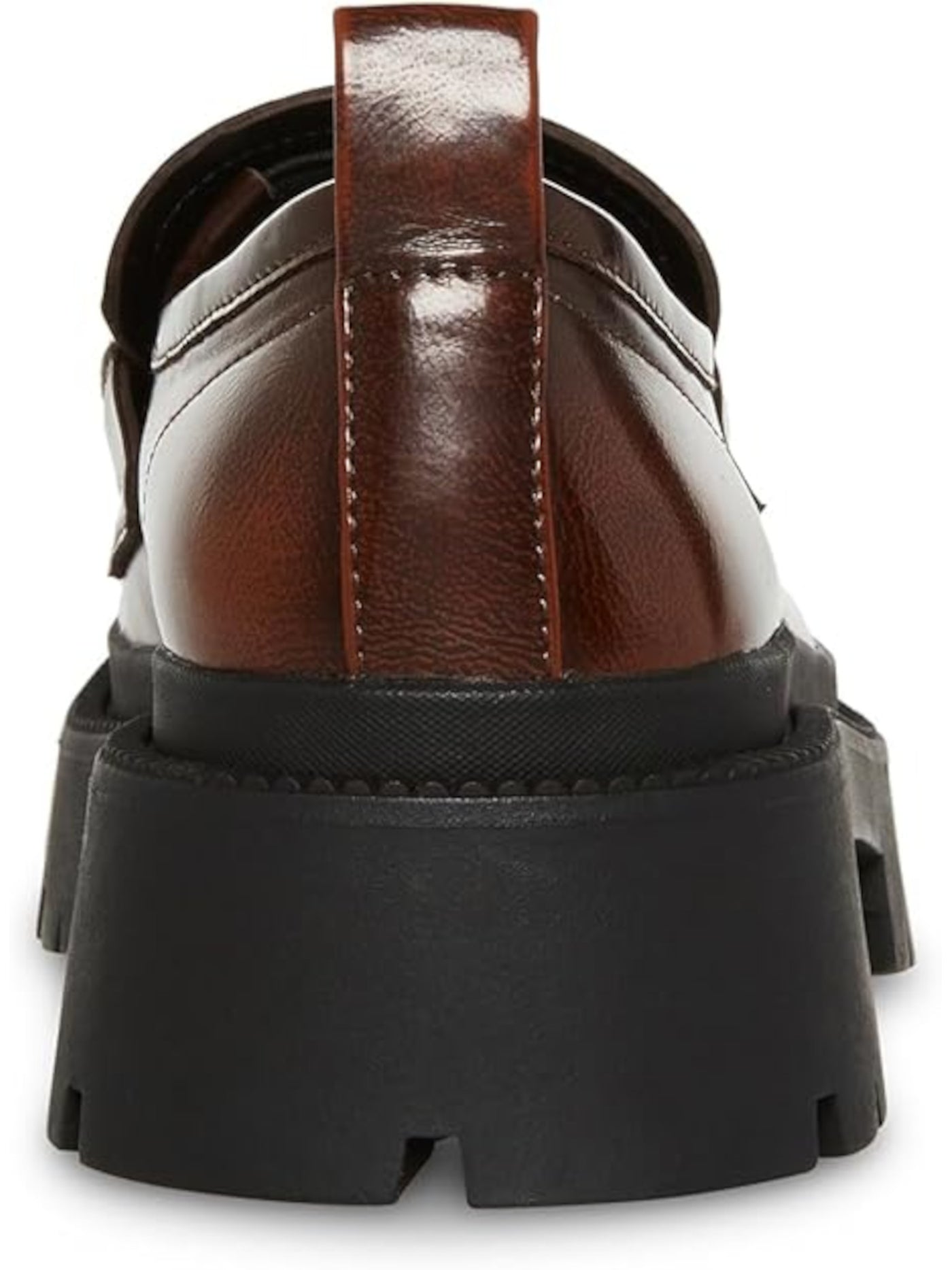 MADDEN GIRL Womens Brown 1" Platform Bit Buckle Hardware Back Pull-Tab Lug Sole Padded Ashlee Round Toe Block Heel Slip On Loafers Shoes 9.5 M