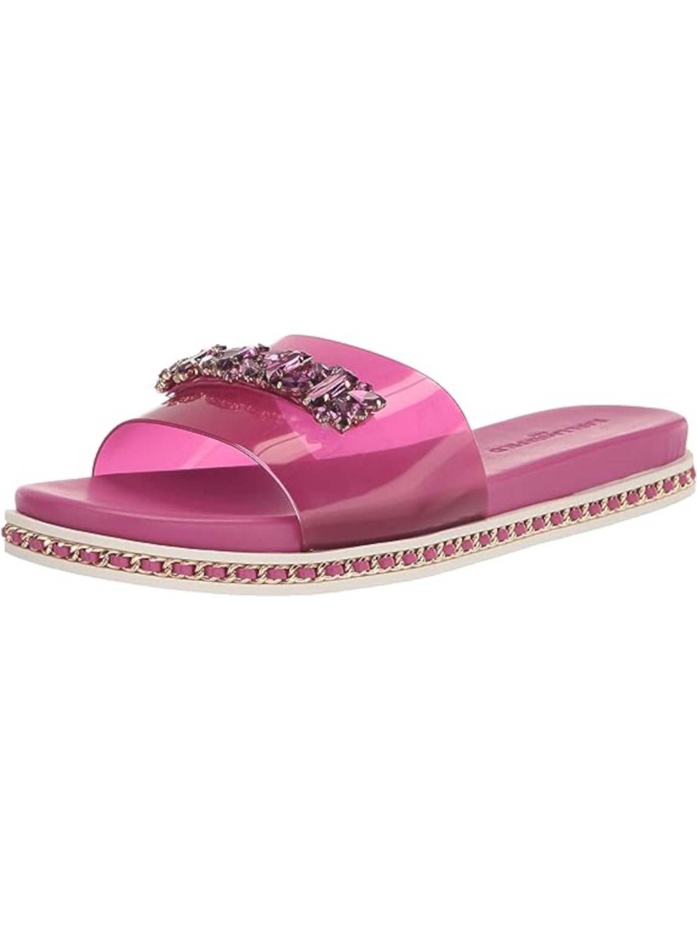 KARL LAGERFELD PARIS Womens Pink Embellished Comfort Bijou Round Toe Platform Slip On Sandals 6.5 M