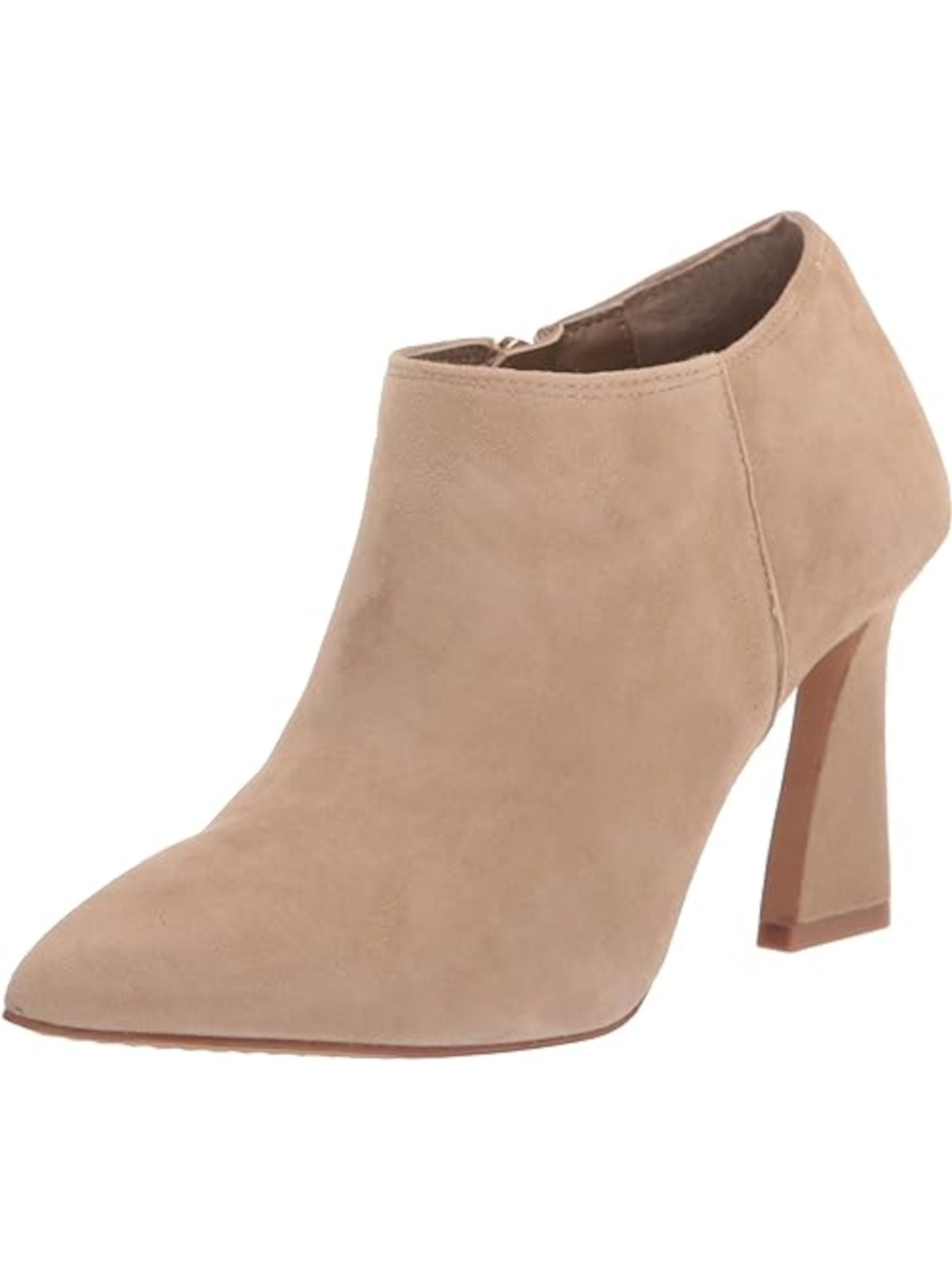 VINCE CAMUTO Womens Beige Padded Temindal Pointed Toe Sculpted Heel Zip-Up Leather Booties 5.5 M