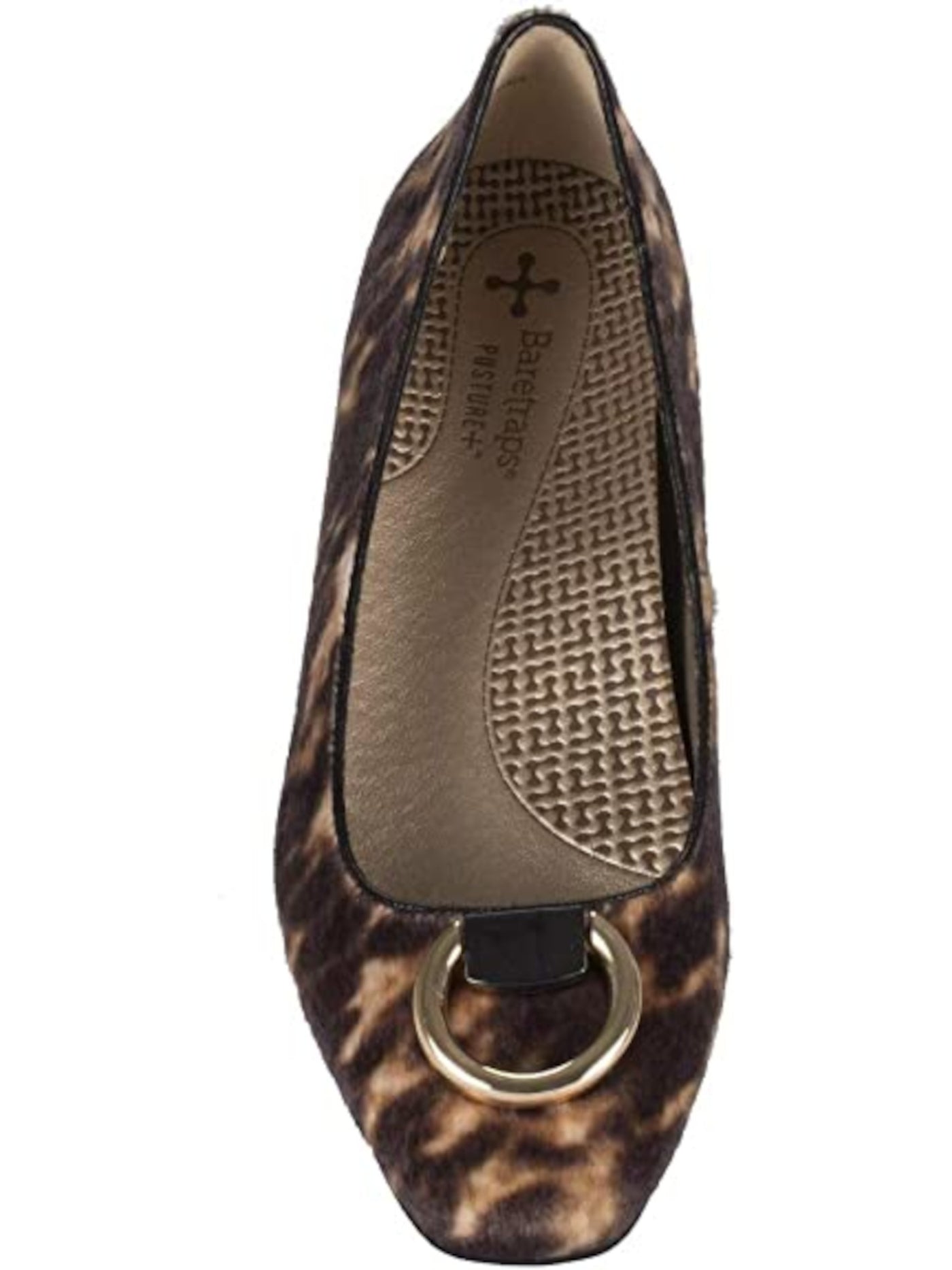 BARETRAPS POSTURE Womens Brown Exotic Animal Shiny Metal Ring Ornament Perrie Square Toe Slip On Flats Shoes 6.5 M