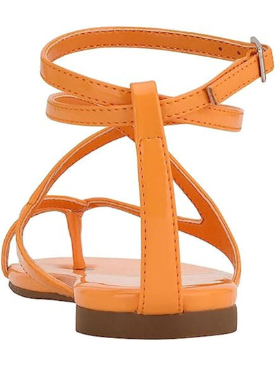 GUESS Womens Orange Strappy Cushioned Adjustable Ankle Strap Nalanie Round Toe Buckle Gladiator Sandals Shoes 6 M