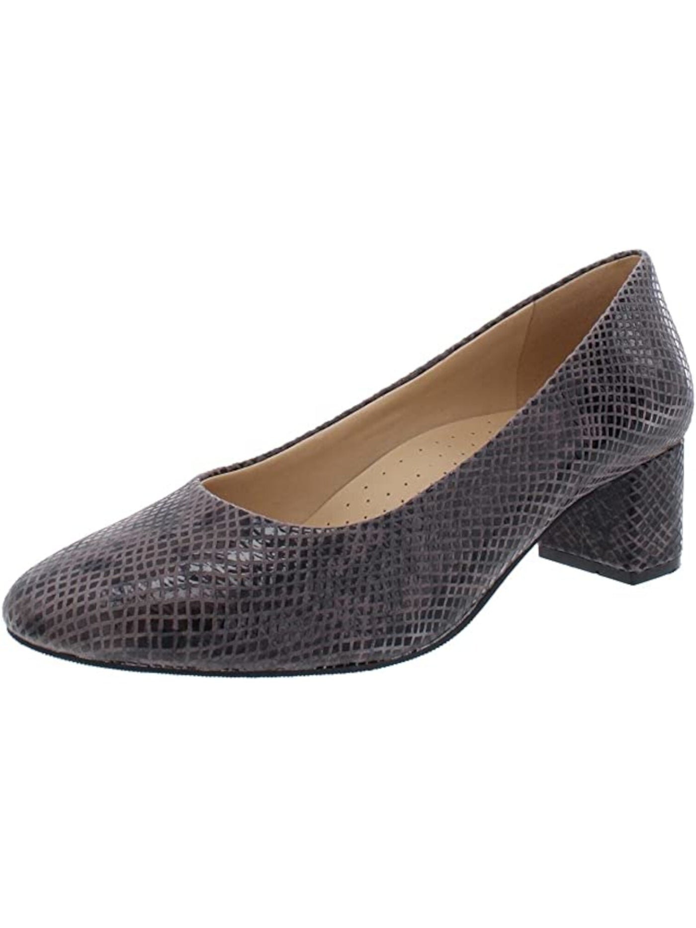 TROTTERS Womens Gray Snake Print Cushioned Kari Pointed Toe Block Heel Slip On Leather Dress Pumps Shoes 9.5 W