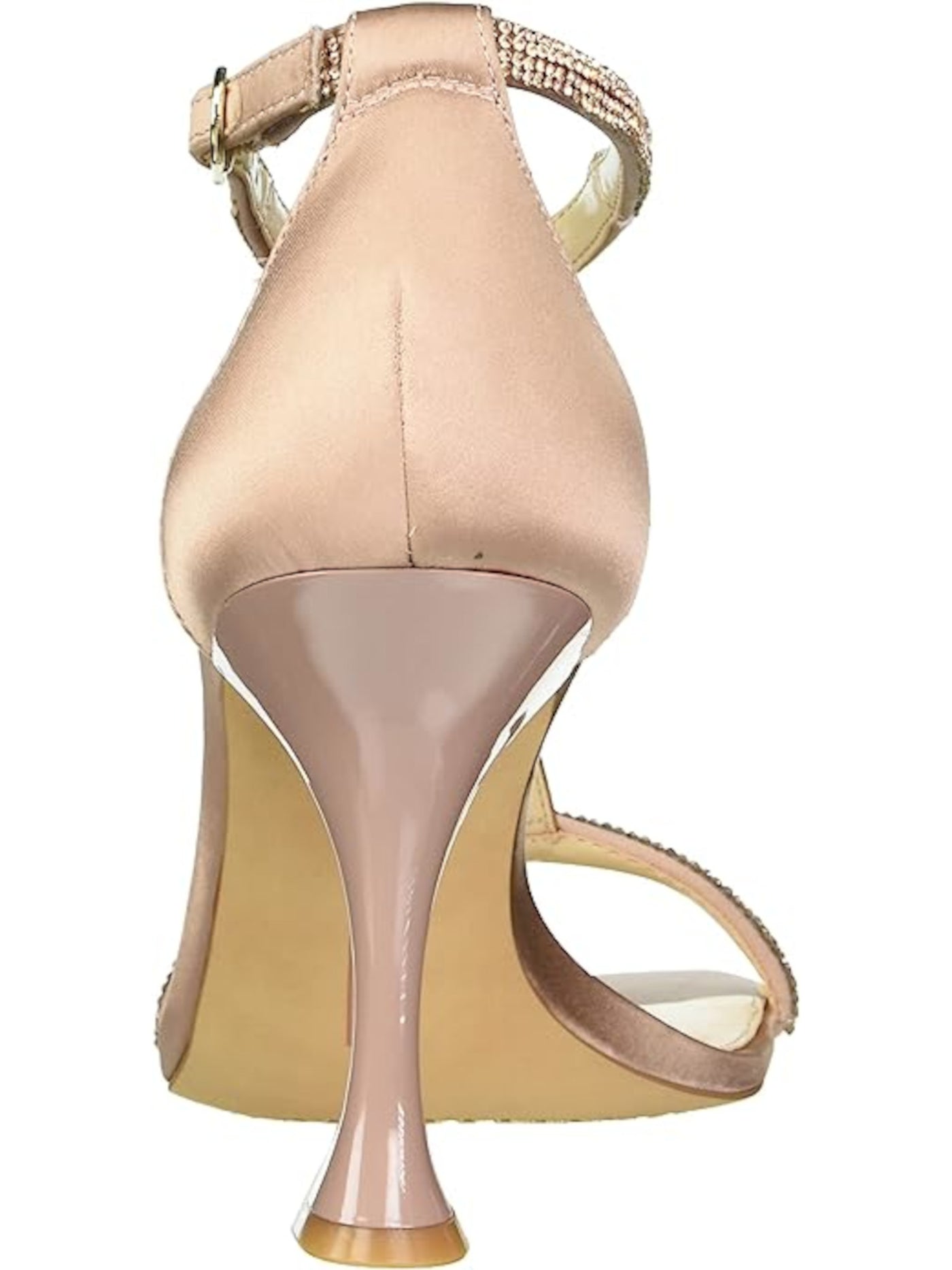 VINCE CAMUTO Womens Gold Rhinestone T-Strap Sorthand Square Toe Flare Buckle Dress Heeled Sandal 6 M