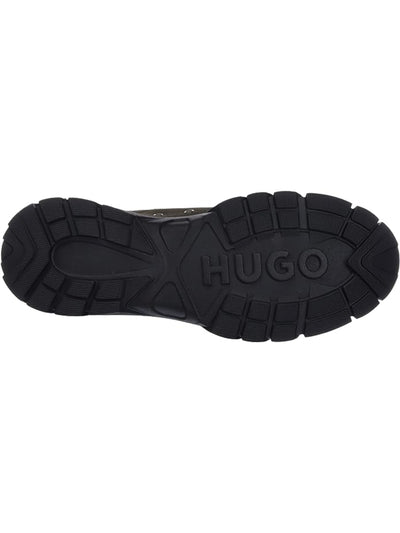 HUGO Mens Green Mixed Media 1" Platform Heel Pull-Tab Grommet Mesh Padded Reflective Kyle Round Toe Wedge Lace-Up Athletic Training Shoes