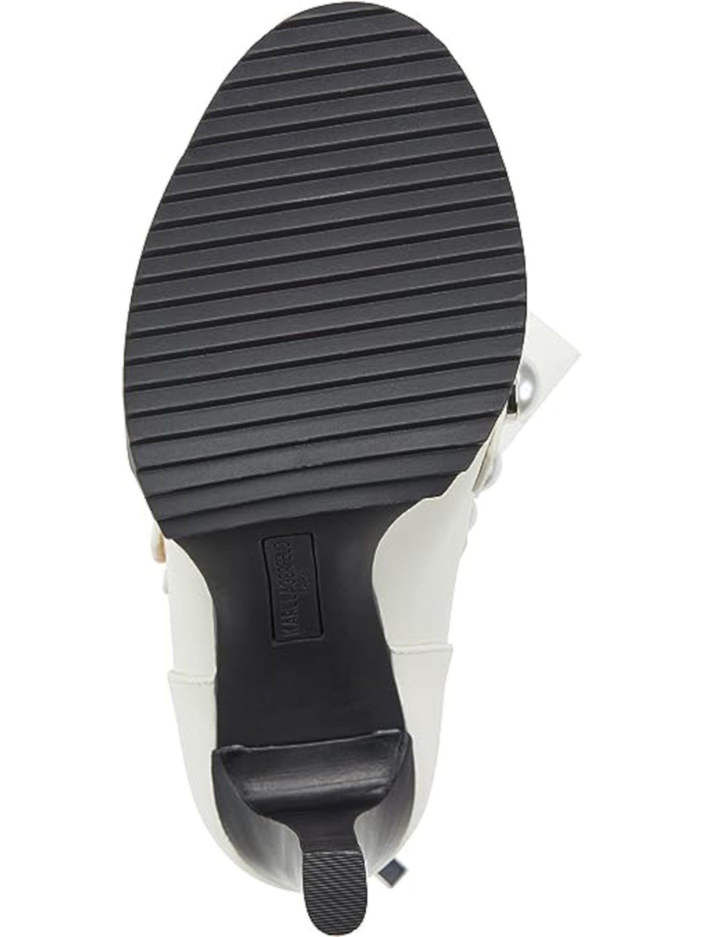 KARL LAGERFELD Womens White Adjustable Embellished Brayden Round Toe Stiletto Zip-Up Leather Booties M