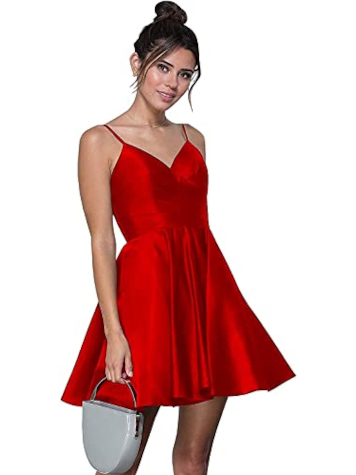 B DARLIN Womens Red Zippered Pocketed Pleated Adjustable Straps Spaghetti Strap Sweetheart Neckline Mini Party Fit + Flare Dress Juniors 5\6
