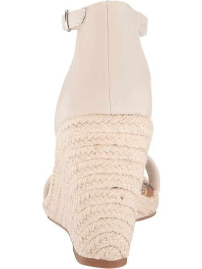 STEVE MADDEN Womens Ivory Ankle Strap Comfort Submit Square Toe Wedge Buckle Espadrille Shoes 9 M