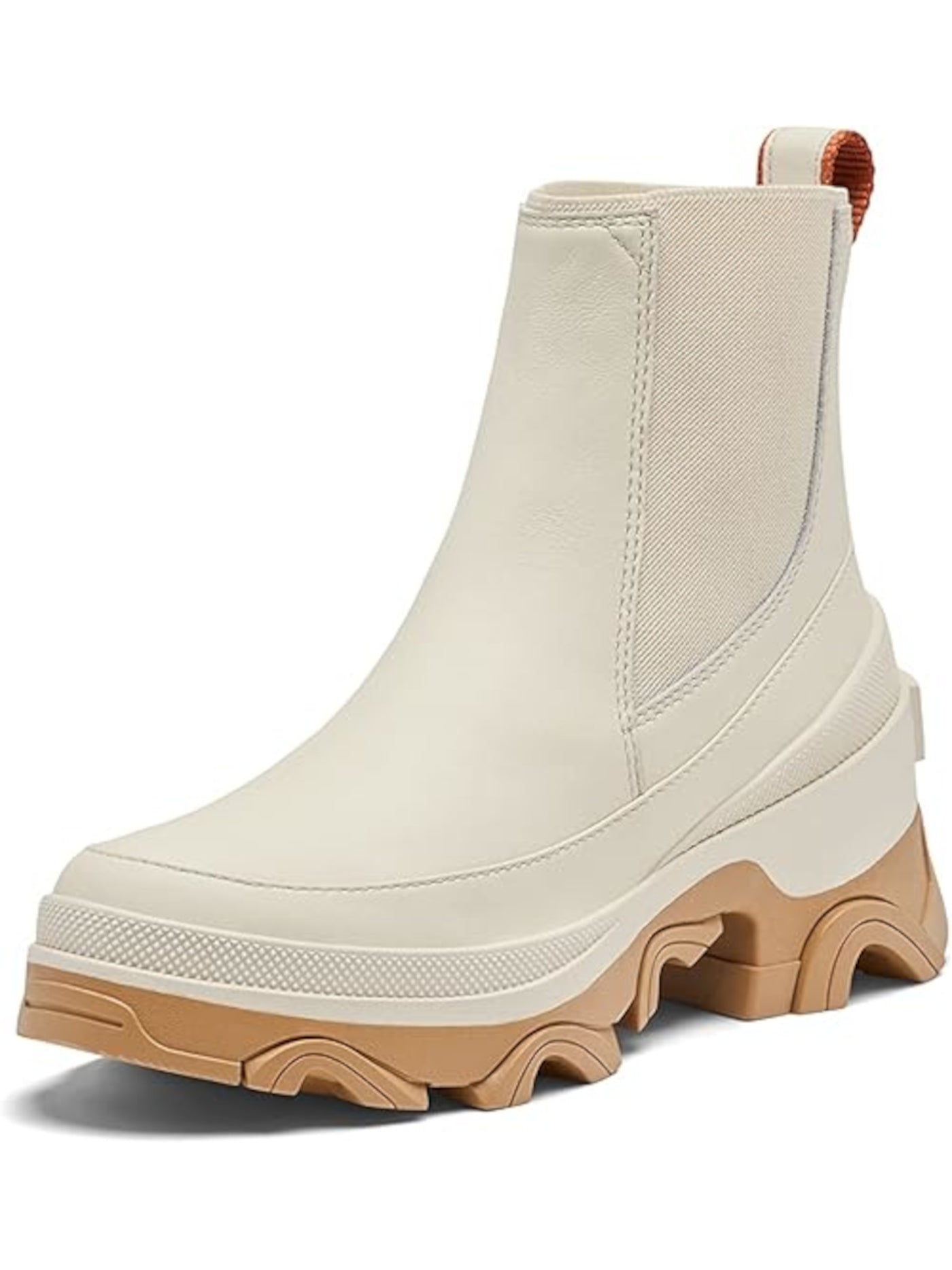 SOREL Womens Beige 1-1/2" Platform Goring Removable Cushioned Insole Arch Support Waterproof Slip Resistant Brex Round Toe Block Heel Leather Chelsea Boot 10
