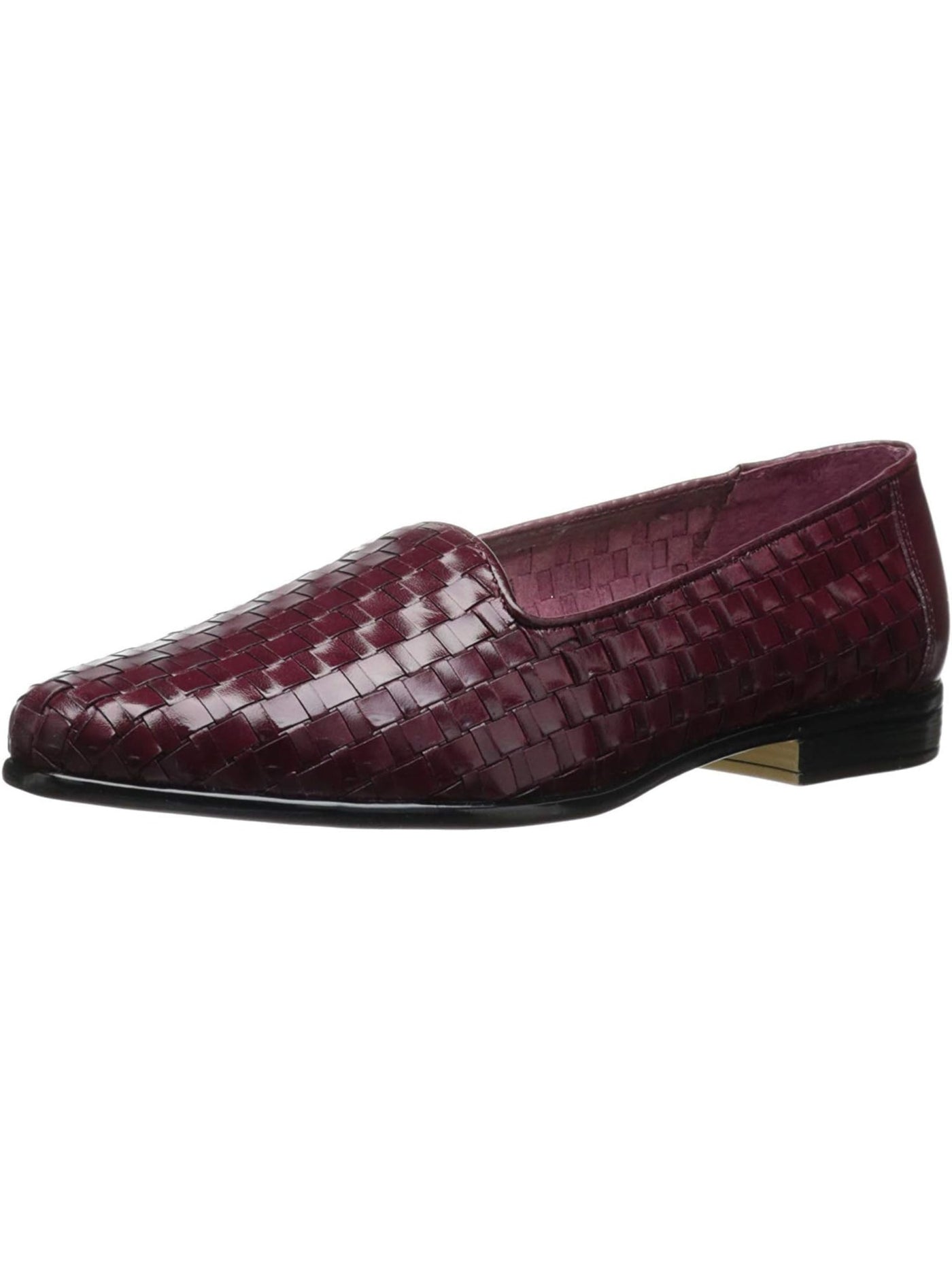 TROTTERS Womens Burgundy Woven Liz Almond Toe Slip On Leather Dress Loafers Shoes 7 N