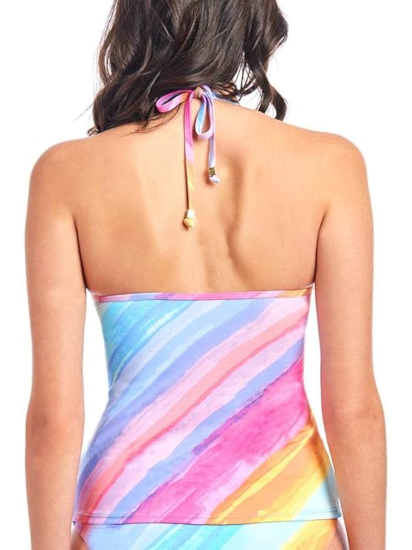 RACHEL RACHEL ROY Women's Blue Ombre Gold Tone O-Ring Tie Tankini Swimsuit Top S