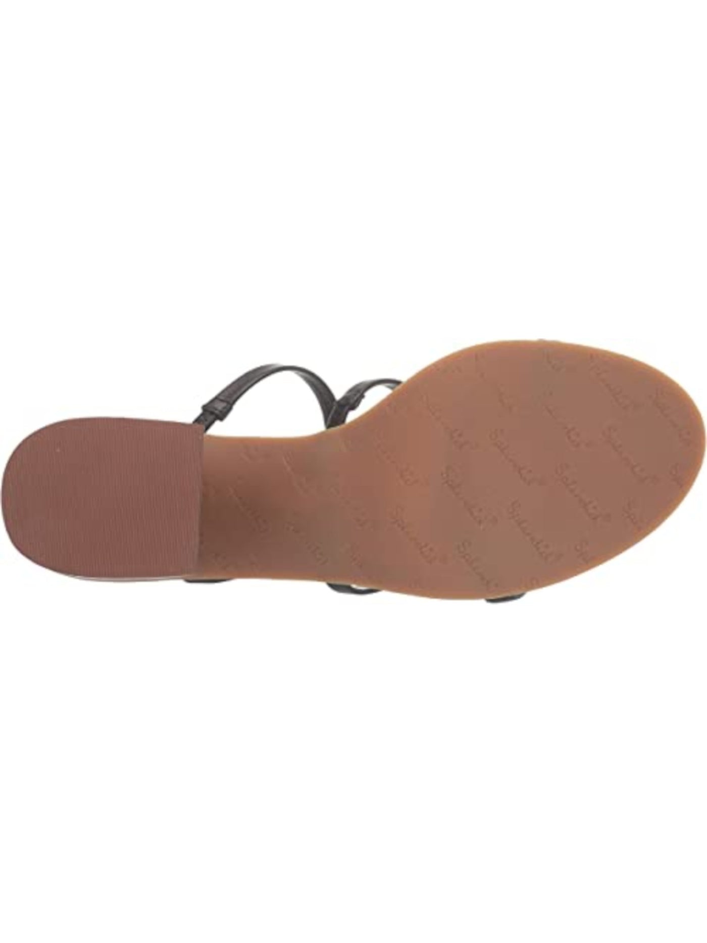 SPLENDID Womens Black Strappy Padded Meli Round Toe Block Heel Slip On Leather Dress Sandals Shoes M