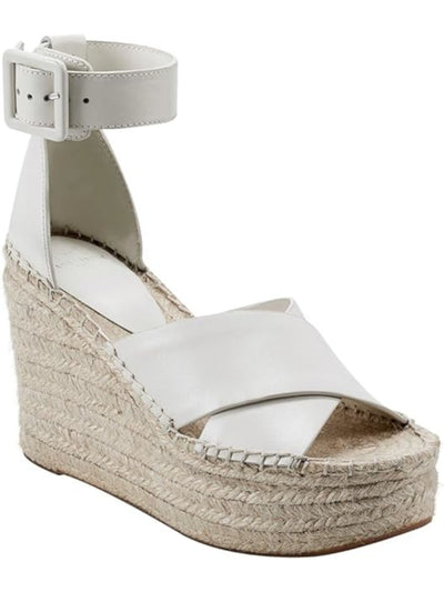 MARC FISHER LTD Womens White 2" Platform Ankle Strap Able Open Toe Wedge Buckle Leather Espadrille Shoes 11 M