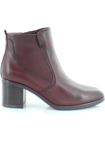NATURALIZER Womens Burgundy Cushioned Removable Insole Non-Slip Laura Almond Toe Block Heel Zip-Up Leather Booties 8 M