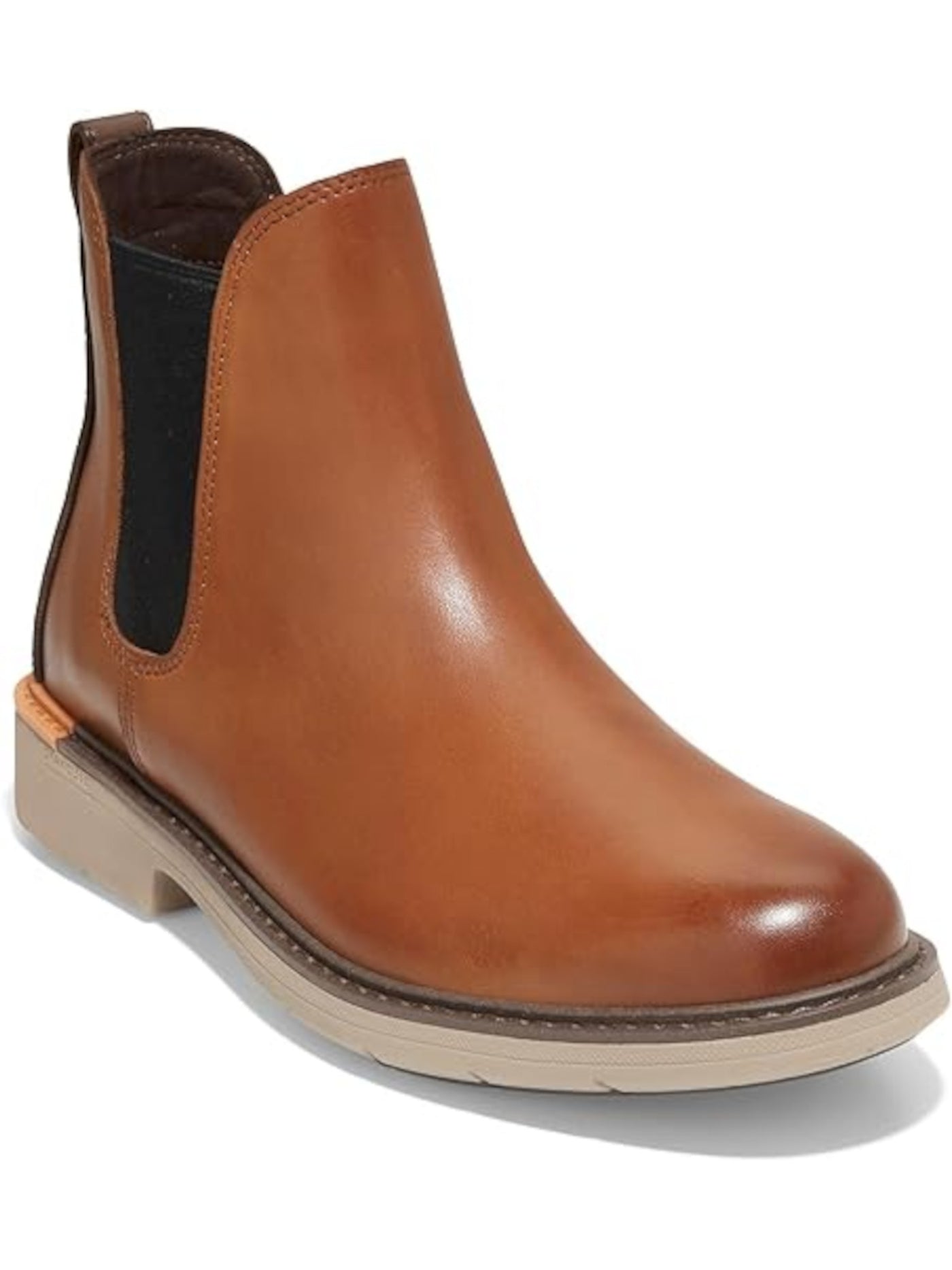 COLE HAAN GRANDSERIES Mens Brown Cushioned Go-to Round Toe Block Heel Leather Chelsea 9 M