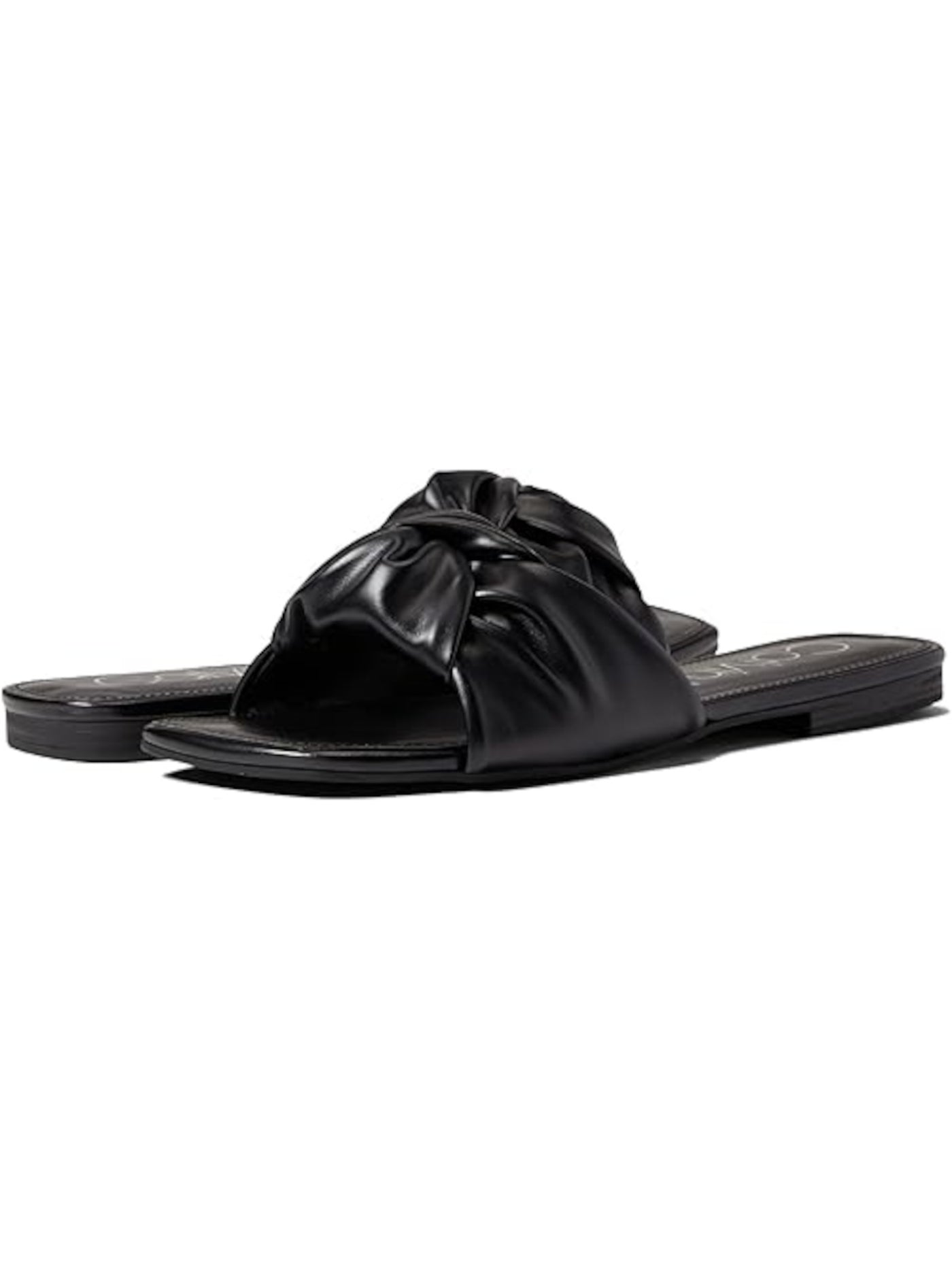 CALVIN KLEIN Womens Black Knotted Padded Mokio Square Toe Slip On Slide Sandals Shoes 6 M