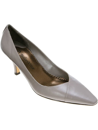 BELLA VITA Womens Gray Comfort Wow Almond Toe Kitten Heel Slip On Pumps 10 M