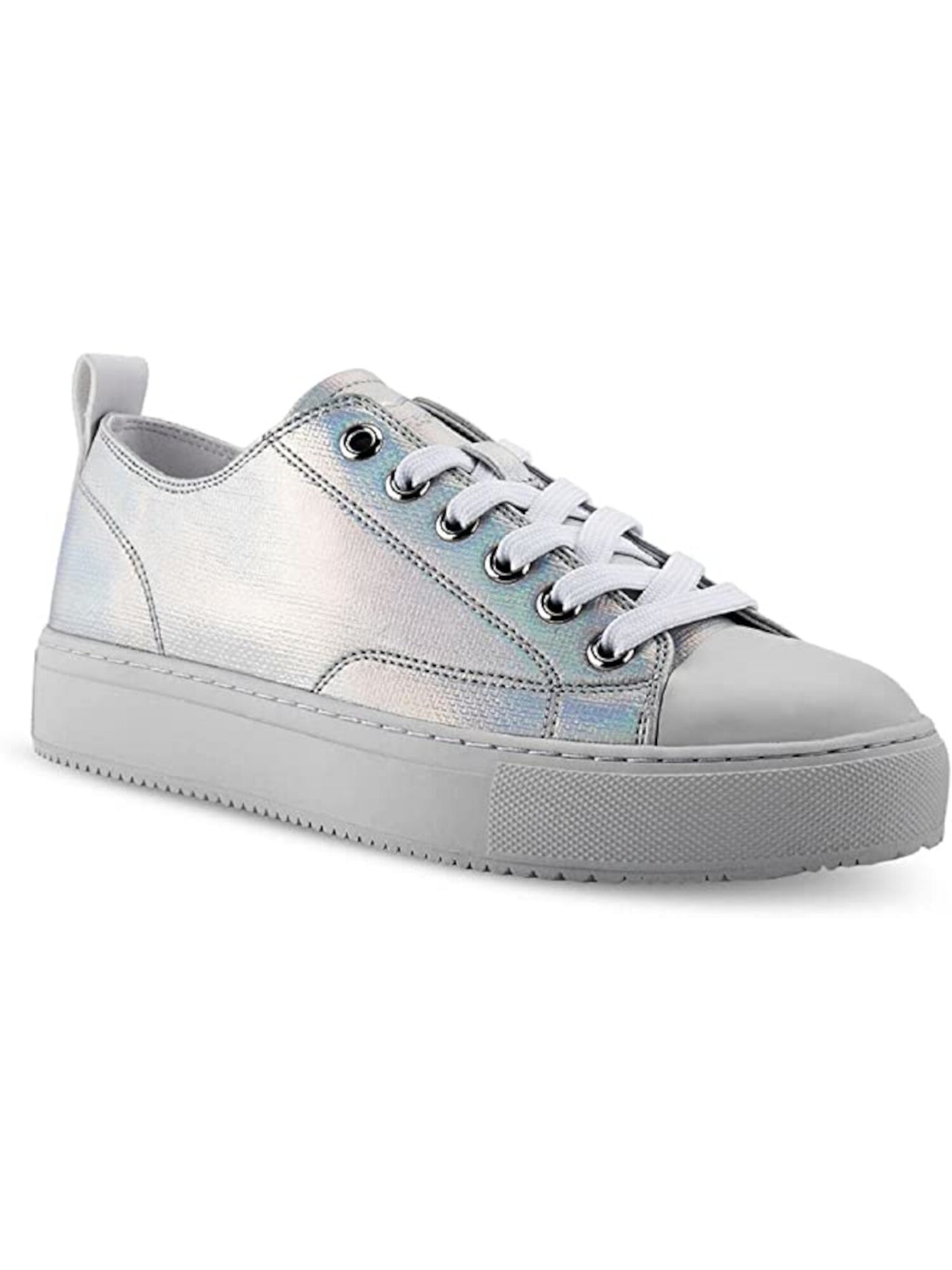 MARC FISHER Womens Silver Multi Metallic Cady Cap Toe Platform Lace-Up Athletic Sneakers Shoes 6.5 M