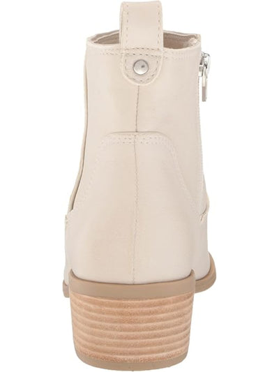 DOLCE VITA Womens Ivory Pull Tab Comfort Able Almond Toe Block Heel Zip-Up Leather Western Boot 6