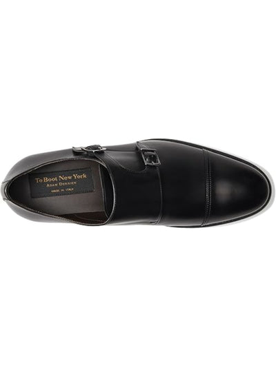 TO BOOT NEW YORK Mens Black Monk Strap Closure Flexible Padded Lightweight Water Resistant Hammill Cap Toe Block Heel Buckle Leather Dress Loafers Shoes 11