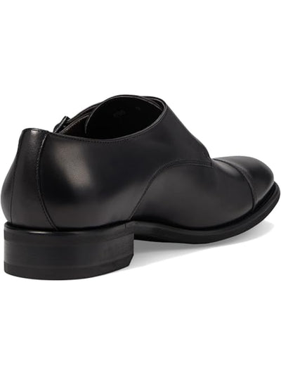TO BOOT NEW YORK Mens Black Monk Strap Closure Flexible Padded Lightweight Water Resistant Hammill Cap Toe Block Heel Buckle Leather Dress Loafers Shoes 11