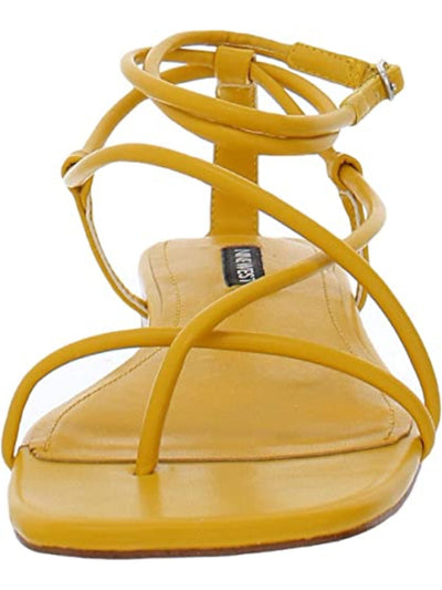 NINE WEST Womens Yellow Strappy Comfort Mandie Square Toe Buckle Sandals Shoes 6 M