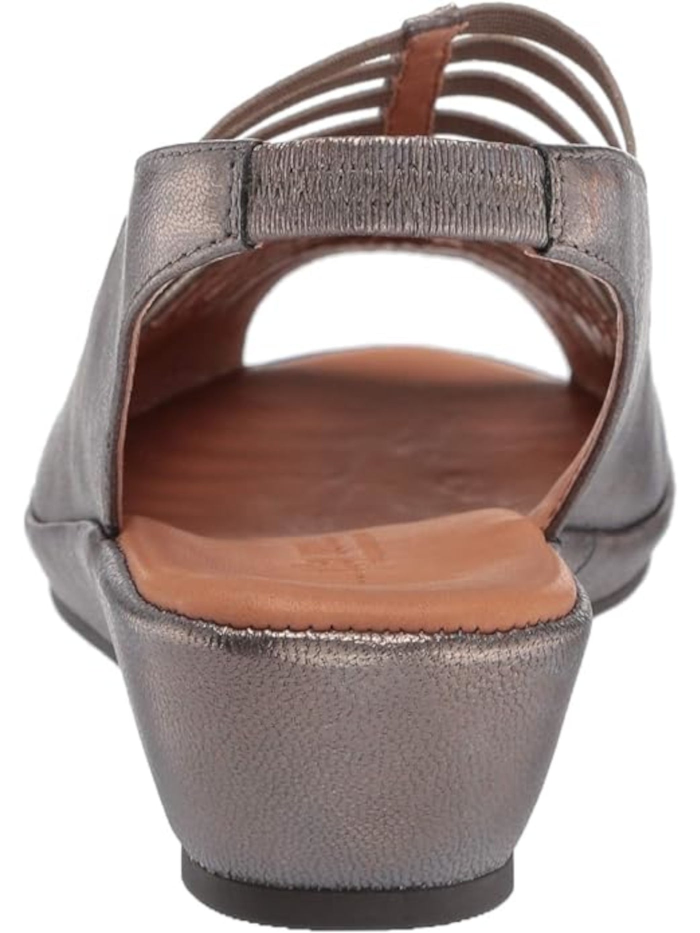 GENTLE SOULS KENNETH COLE Womens Gray Mixed Media Goring Cushioned Lee Peep Toe Wedge Slip On Leather Slingback Sandal 7 M