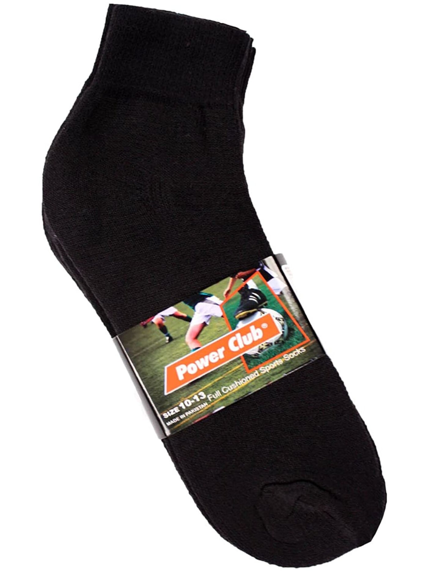 POWER CLUB 4 Pack Black Solid Sport Cushioned Athletic Ankle Socks 10-13
