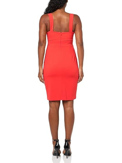 VINCE CAMUTO Womens Red Zippered Lined Sleeveless Square Neck Above The Knee Wear To Work Sheath Dress 10