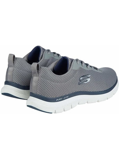 SKECHERS Mens Gray Mesh Logo Heel Pull-Tab Flexible Flex Round Toe Wedge Lace-Up Athletic Training Shoes 9.5