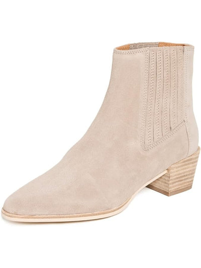 RAG & BONE Womens Beige Back Pull-Tab Goring Padded Icon Rover Almond Toe Stacked Heel Leather Chelsea 37.5