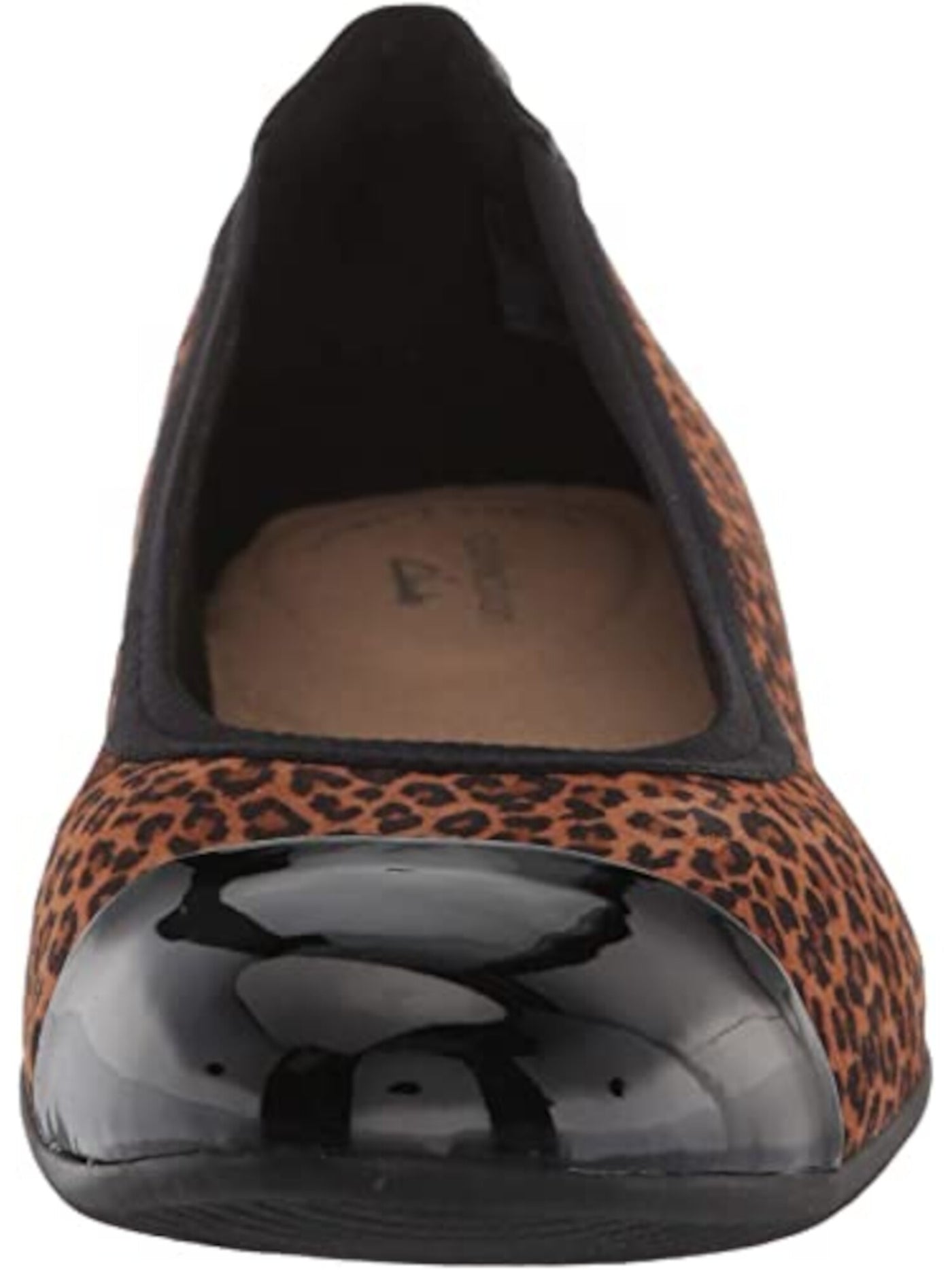 COLLECTION BY CLARKS Womens Orchid Brown Animal Print Cushioned Sara Cap Toe Slip On Leather Dress Flats Shoes 7 W