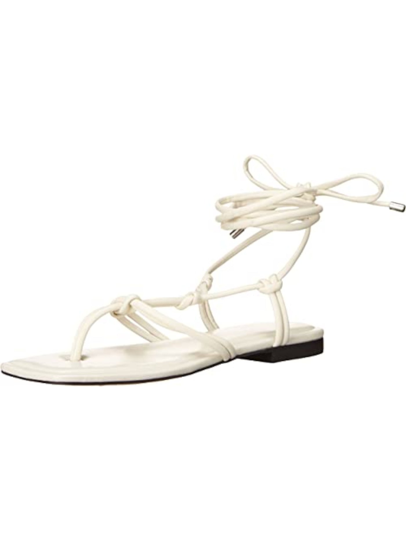 MARC FISHER Womens Ivory Strappy Padded Falina Square Toe Lace-Up Thong Sandals Shoes 6.5 M