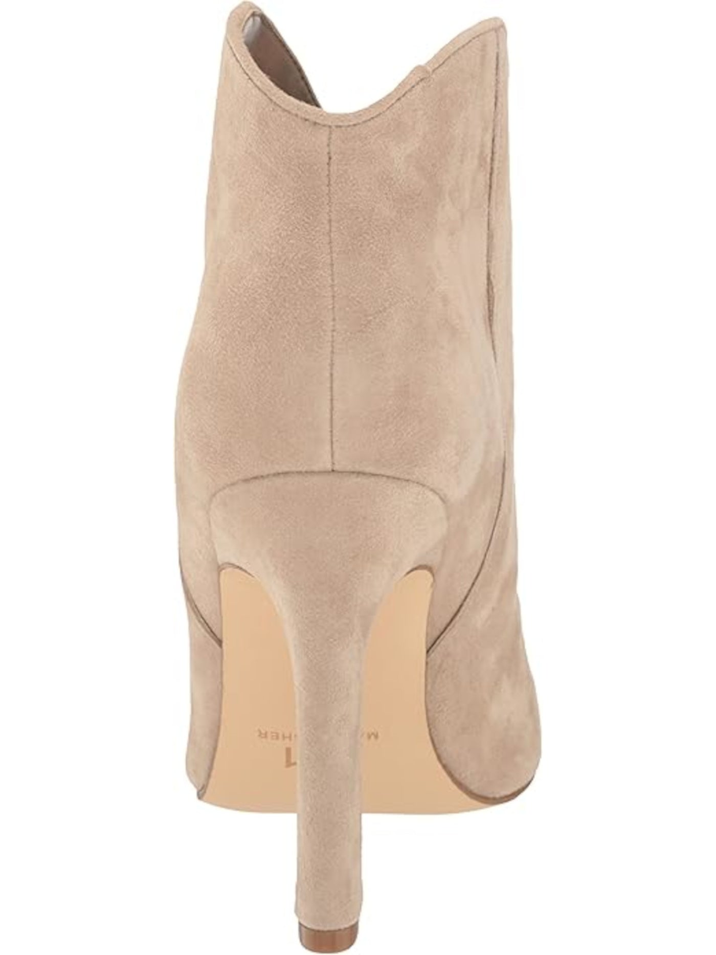 MARC FISHER LTD Womens Beige Padded Masina Pointed Toe Flare Leather Heeled Boots 10 M