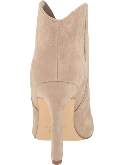 MARC FISHER LTD Womens Beige Padded Masina Pointed Toe Flare Leather Heeled Boots 10 M