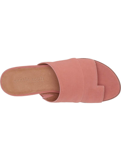 GENTLE SOULS KENNETH COLE Womens Pink 1" Platform Comfort Treaded Lavern Round Toe Wedge Slip On Leather Slide Sandals Shoes 10