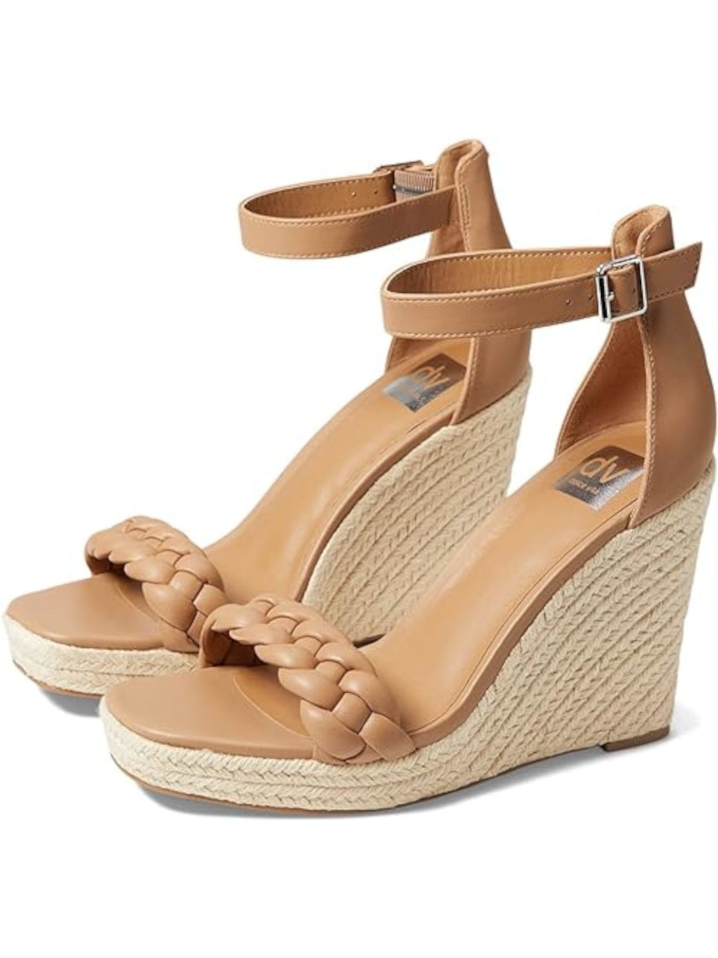 DOLCE VITA Womens Beige Ankle Strap Braided Padded Harriat Square Toe Wedge Buckle Espadrille Shoes 10