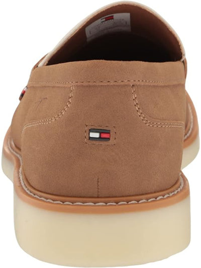 TOMMY HILFIGER Mens Beige Mixed Media Moc Toe Cushioned Sector Round Toe Platform Slip On Loafers Shoes 7 M